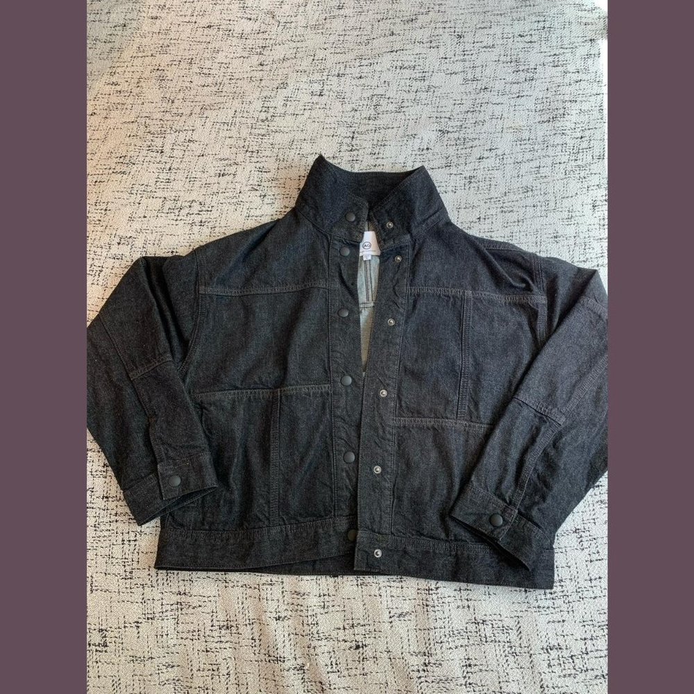 AG Jeans paneled Kaya jacket in 'melodrama' (a charcoal/black color), size small